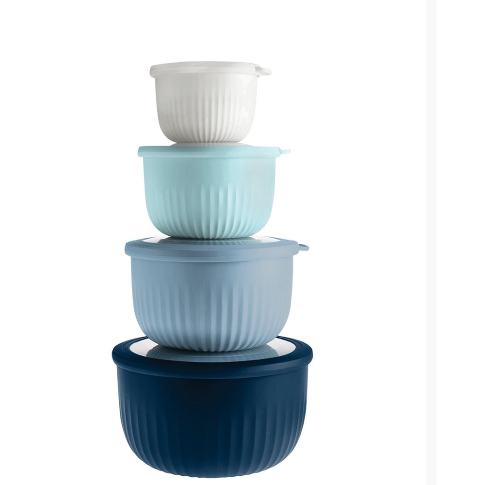 NEW  Wide Mixing Bowls Nesting Plastic Meal Prep Bowl Set with Lids